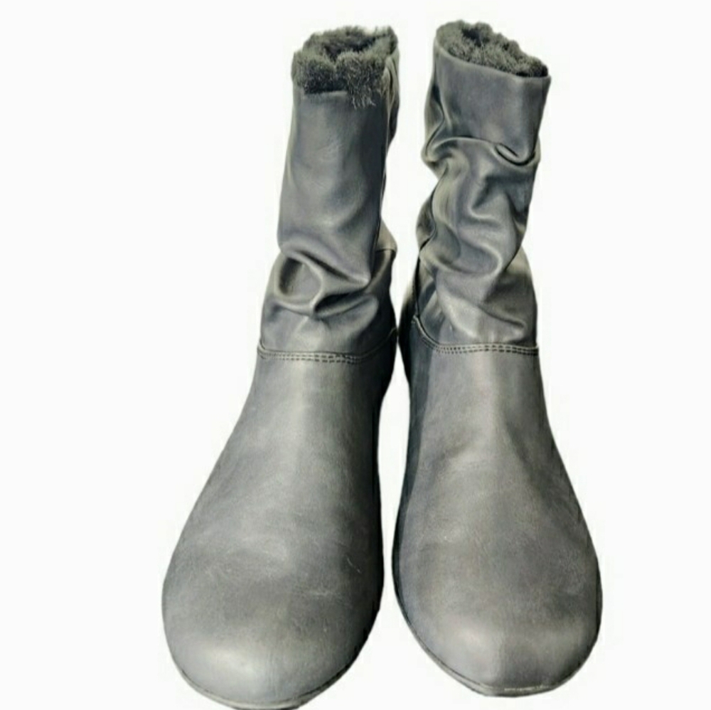 White Mountain Cliffs "Chapel" Womens Gray Faux Leather Slouchy Boots, Size 8.5